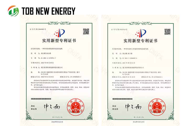 TOB NEW ENERGY a obtenu de nouveaux certificats de brevet