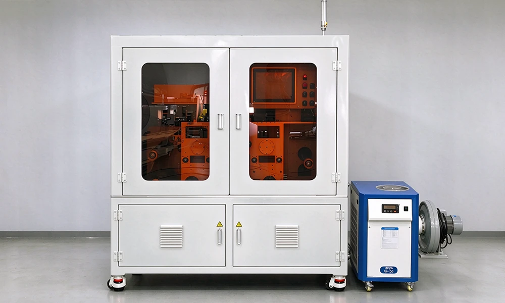 TOB-F200W-T3 copper foil laser drilling machine with three fiber laser heads and servo unwinding